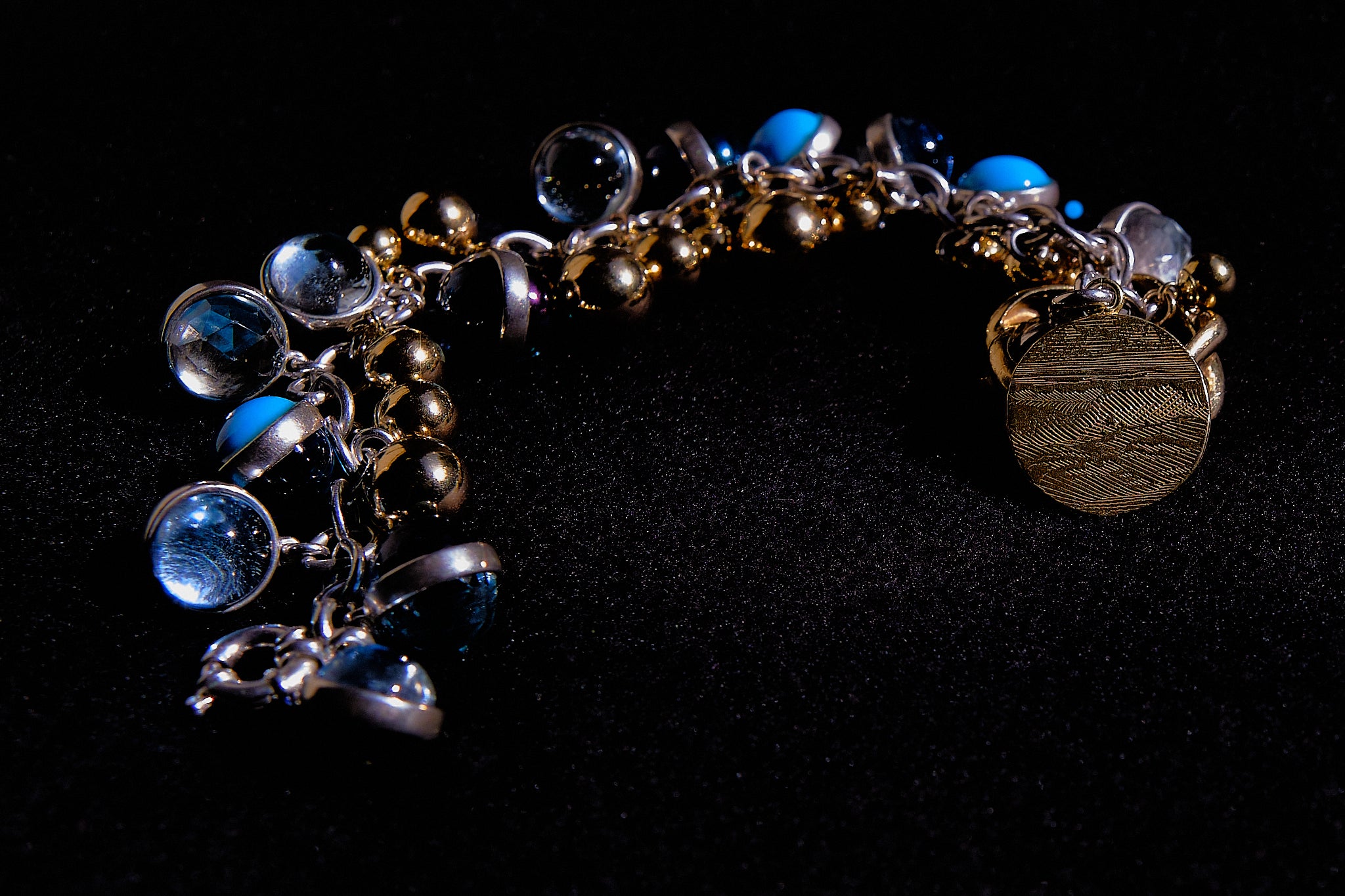 Sterling Silver Ocean Medallion Drop Bracelet