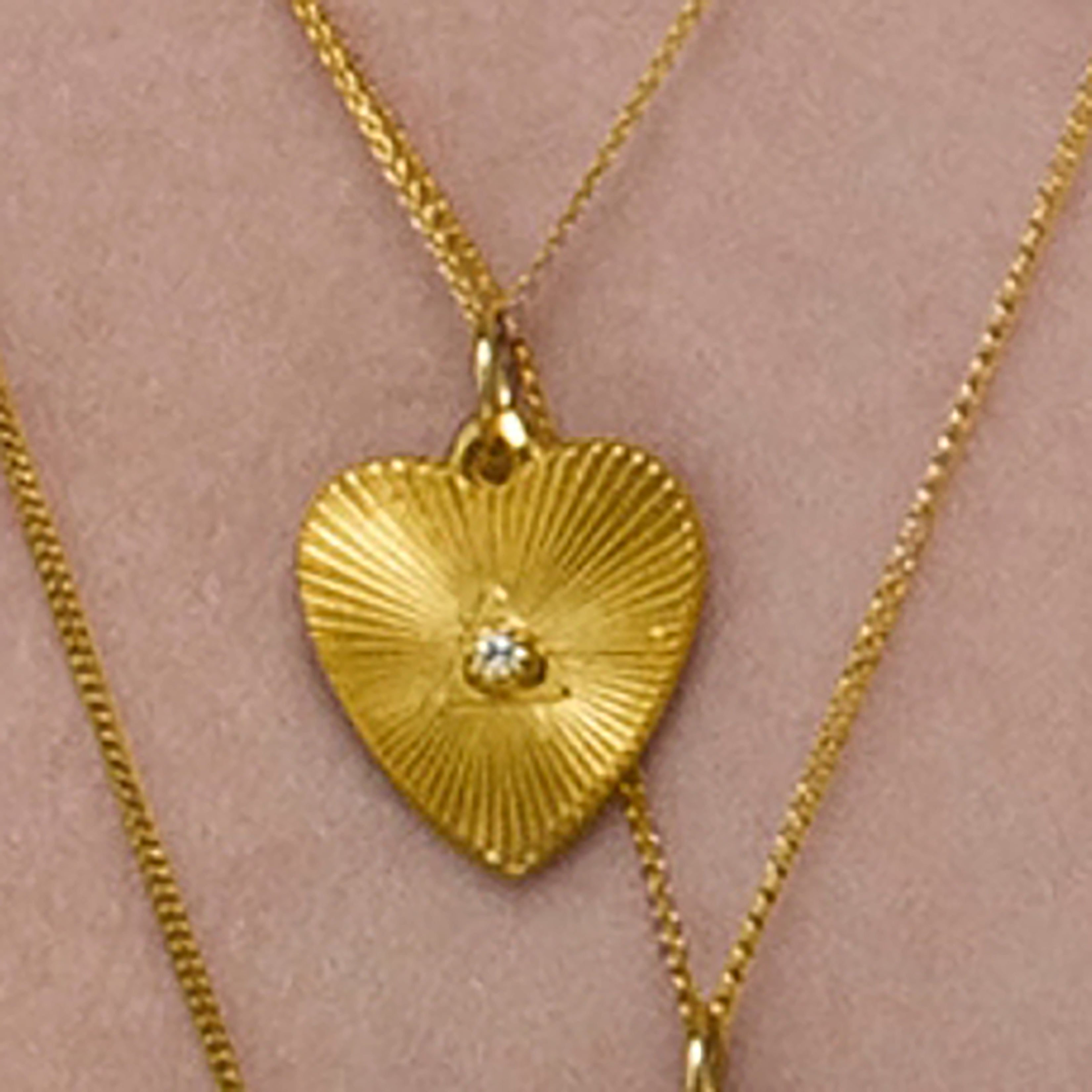 18K Gold Large Heart Medallion Necklace