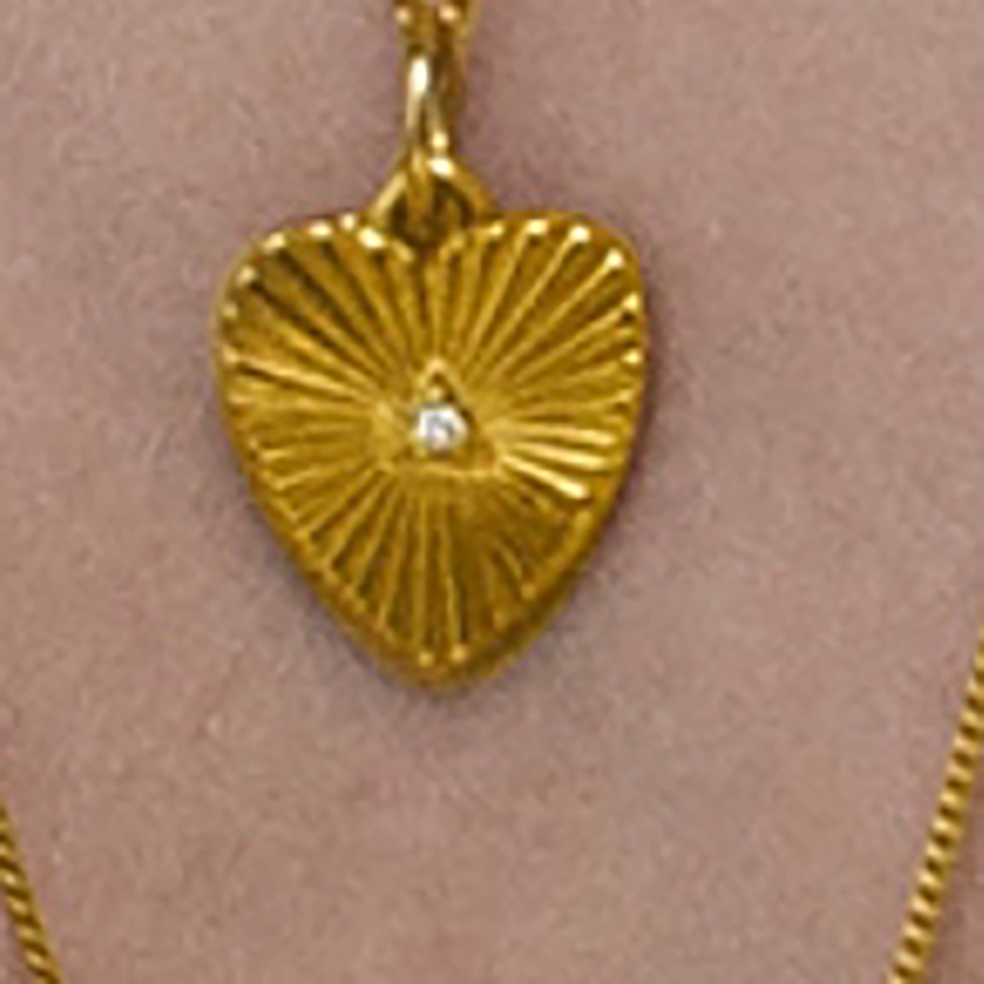 18K Gold Small Flat Heart Medallion Necklace