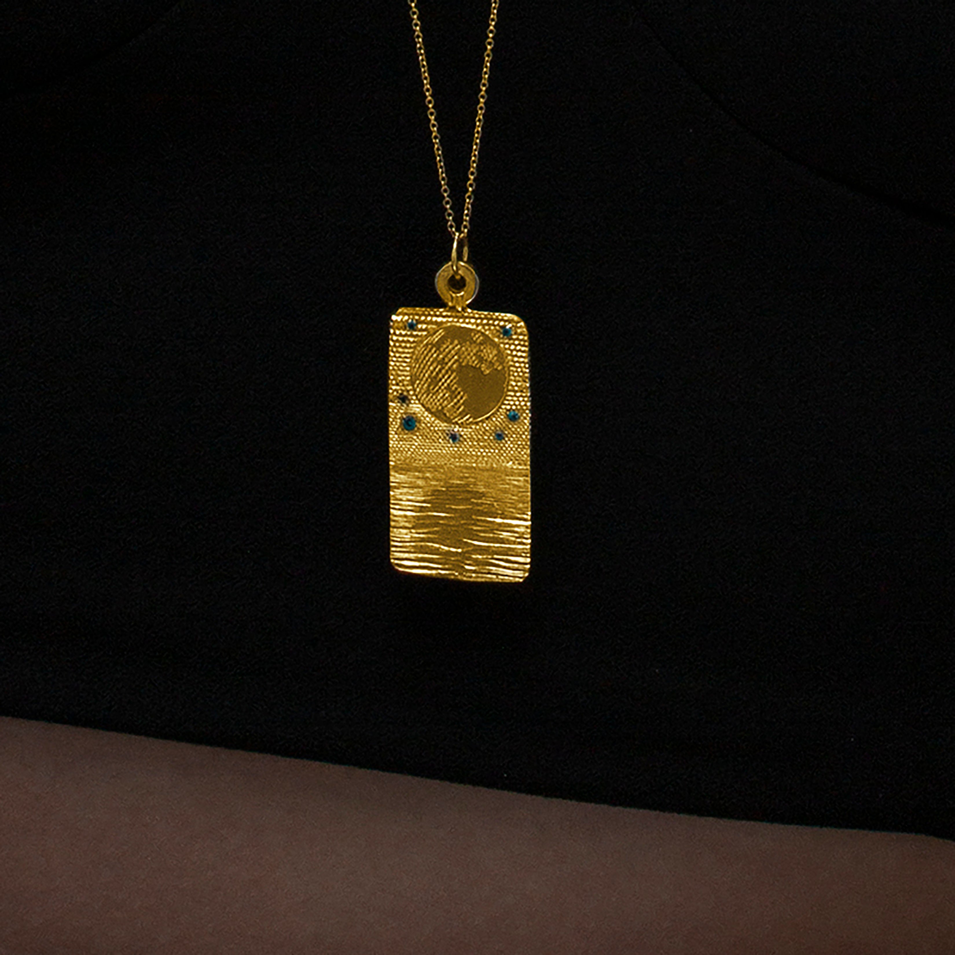 18K Venus and Me Rectangular Moon Medallion