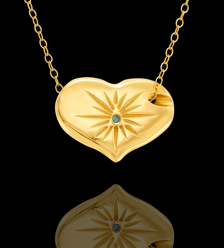 18K Gold Heart Medallion Choker Chain