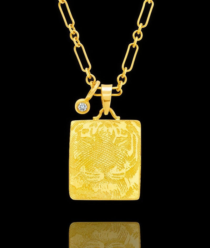 18K Tiger Medallion Necklace