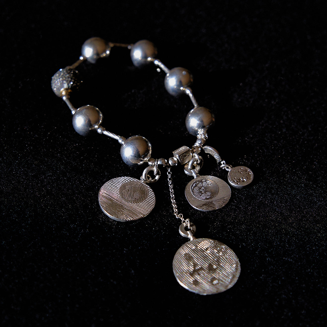 Sterling Silver Moon Medallion Bracelet