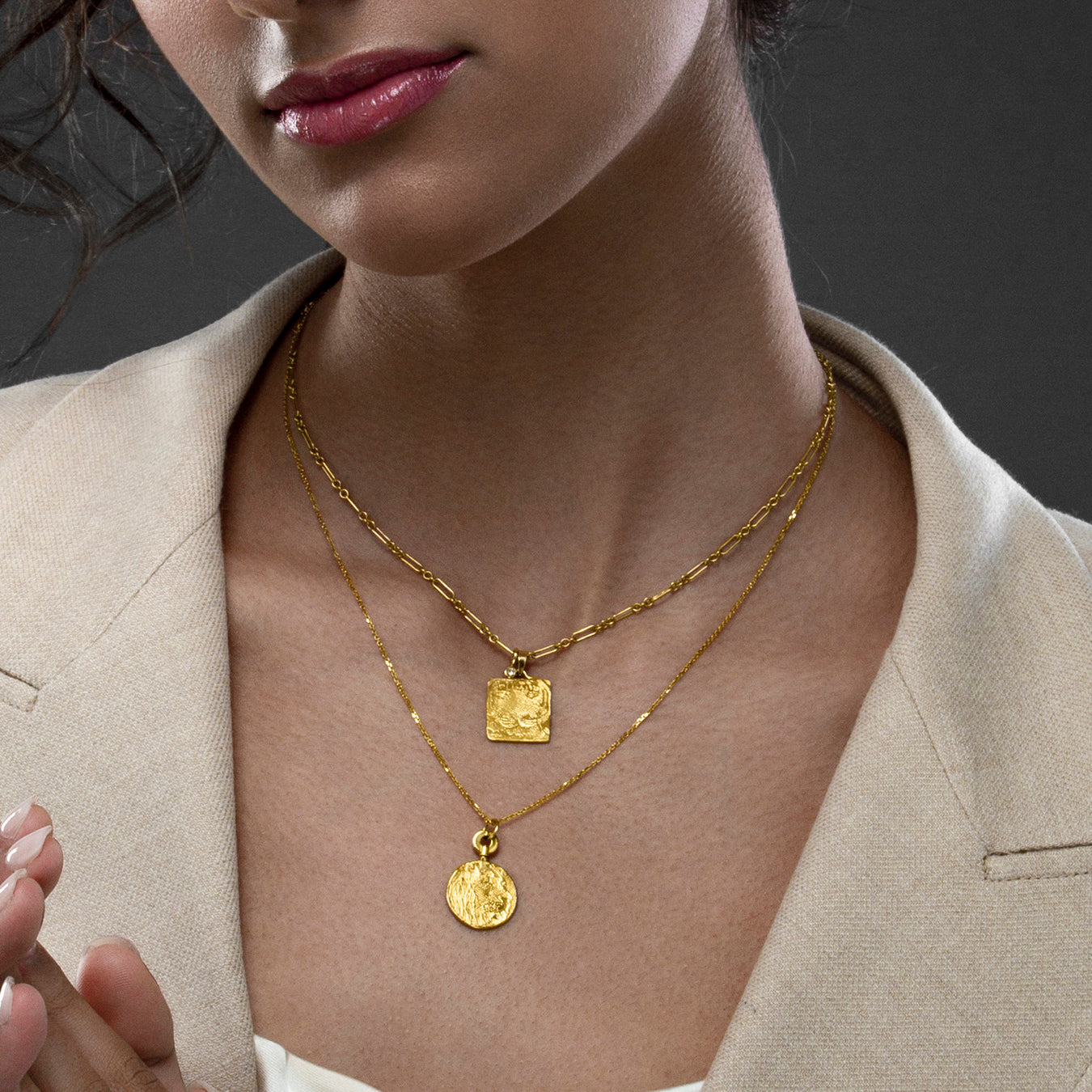 18K Tiger Medallion Necklace