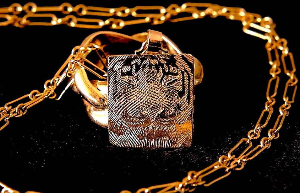 18K Tiger Medallion Necklace