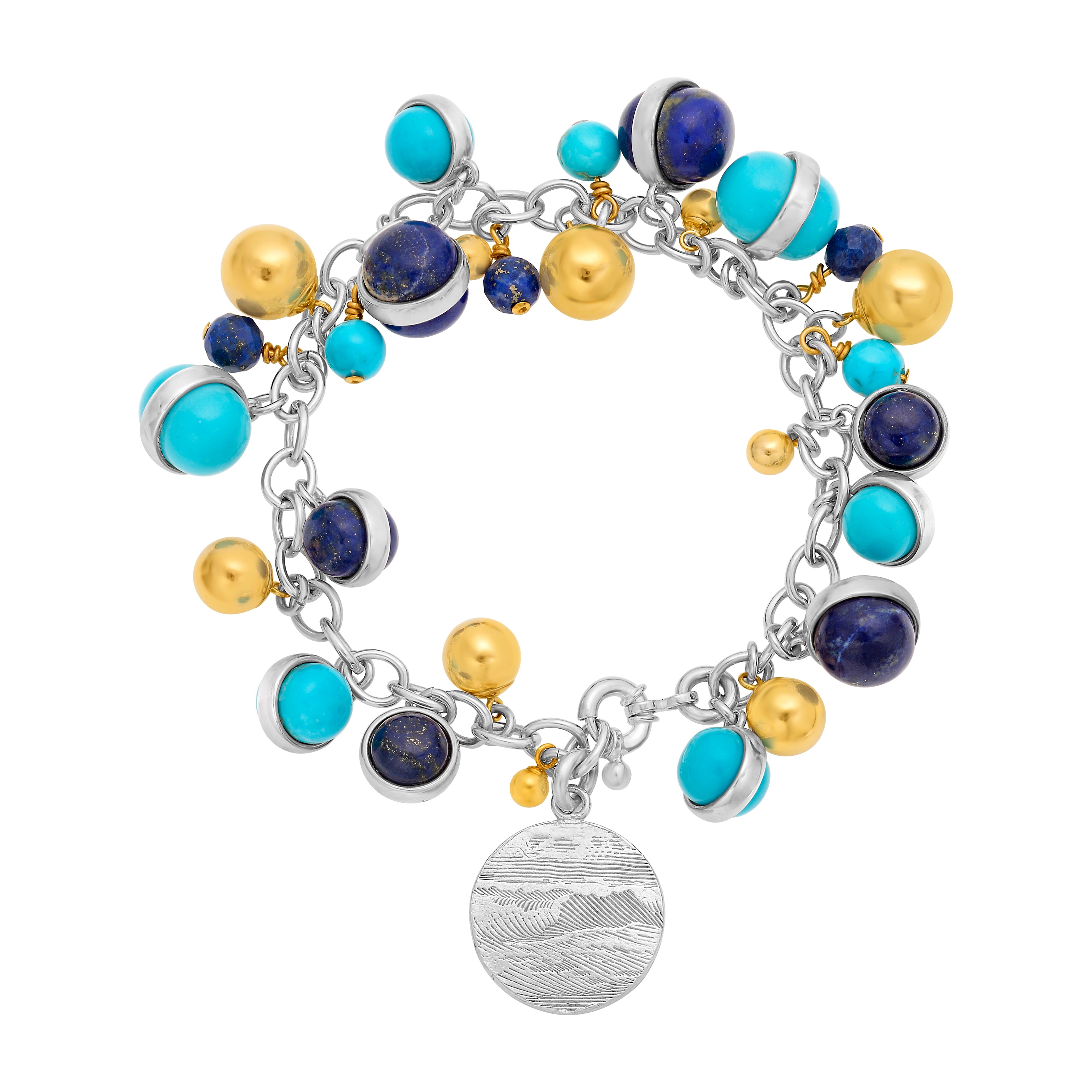 Sterling Silver Ocean Medallion Drop Bracelet