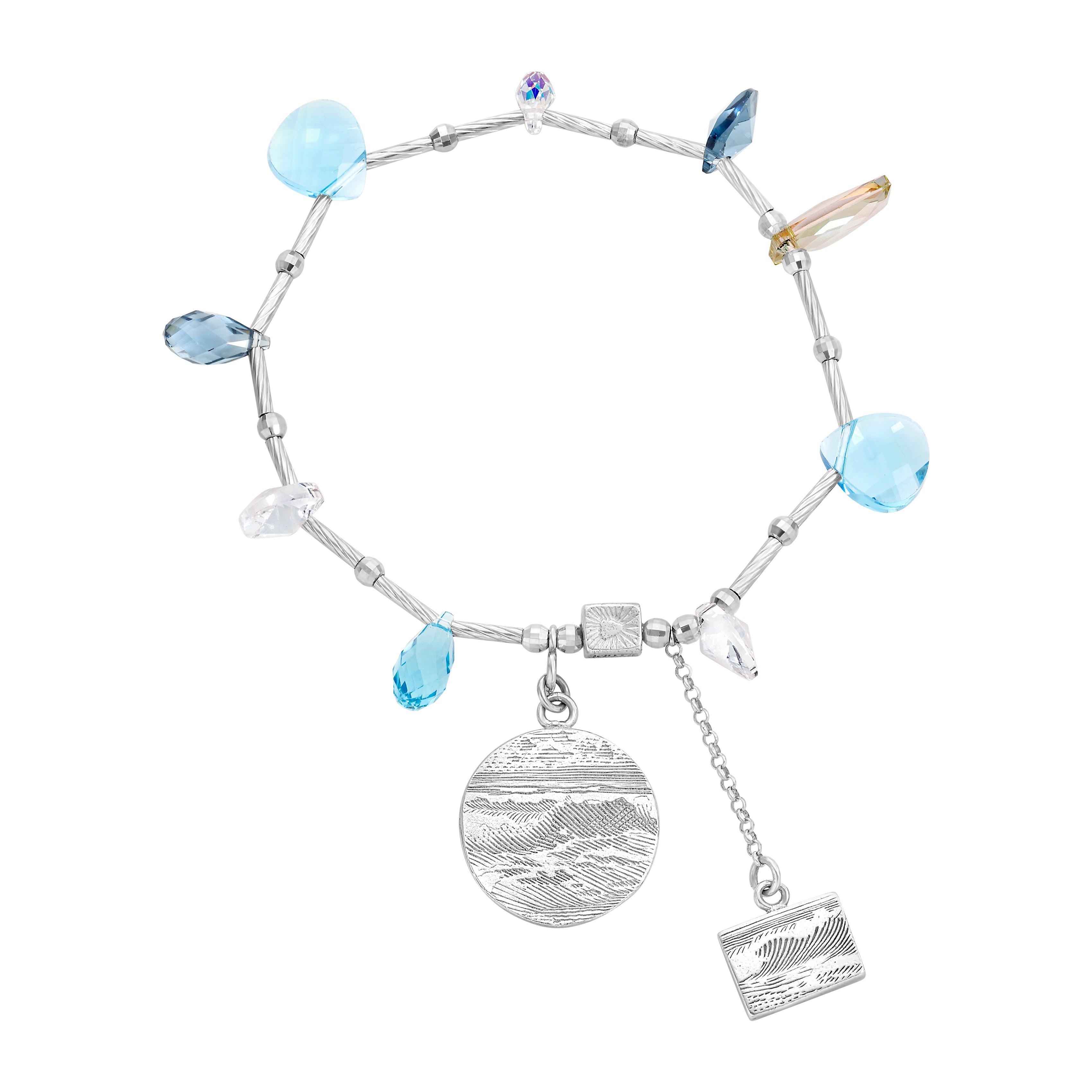 Sterling Silver Ocean Medallion Crystal Bracelet