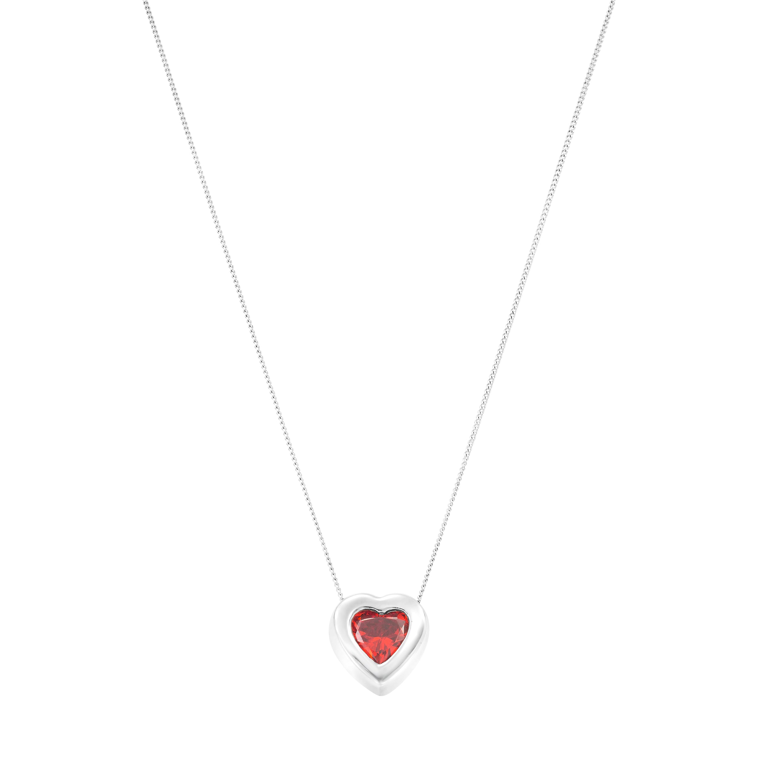 Sterling Silver Heart Gemstone Necklace