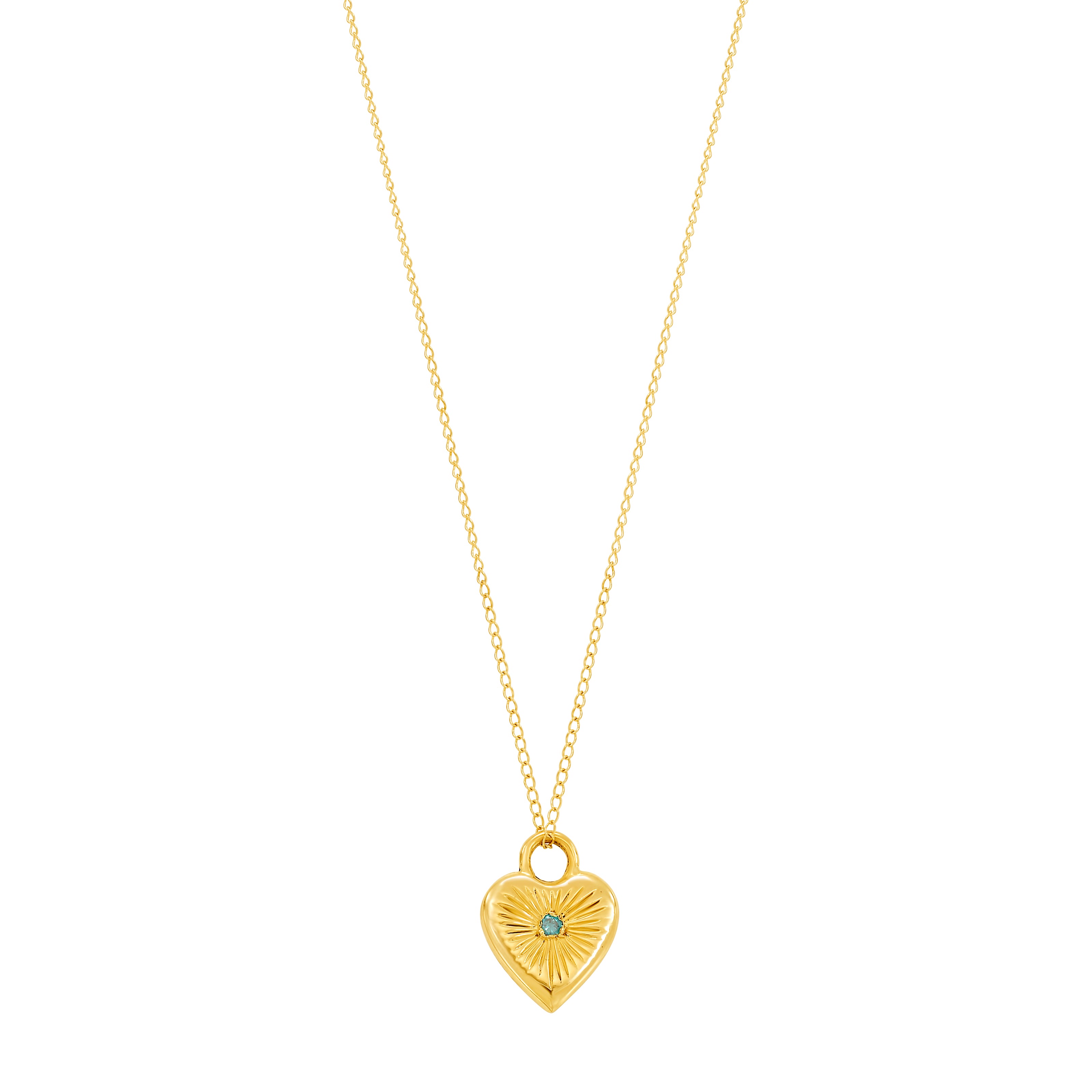 18K Gold Puffy Small Puffy Heart Medallion Necklace