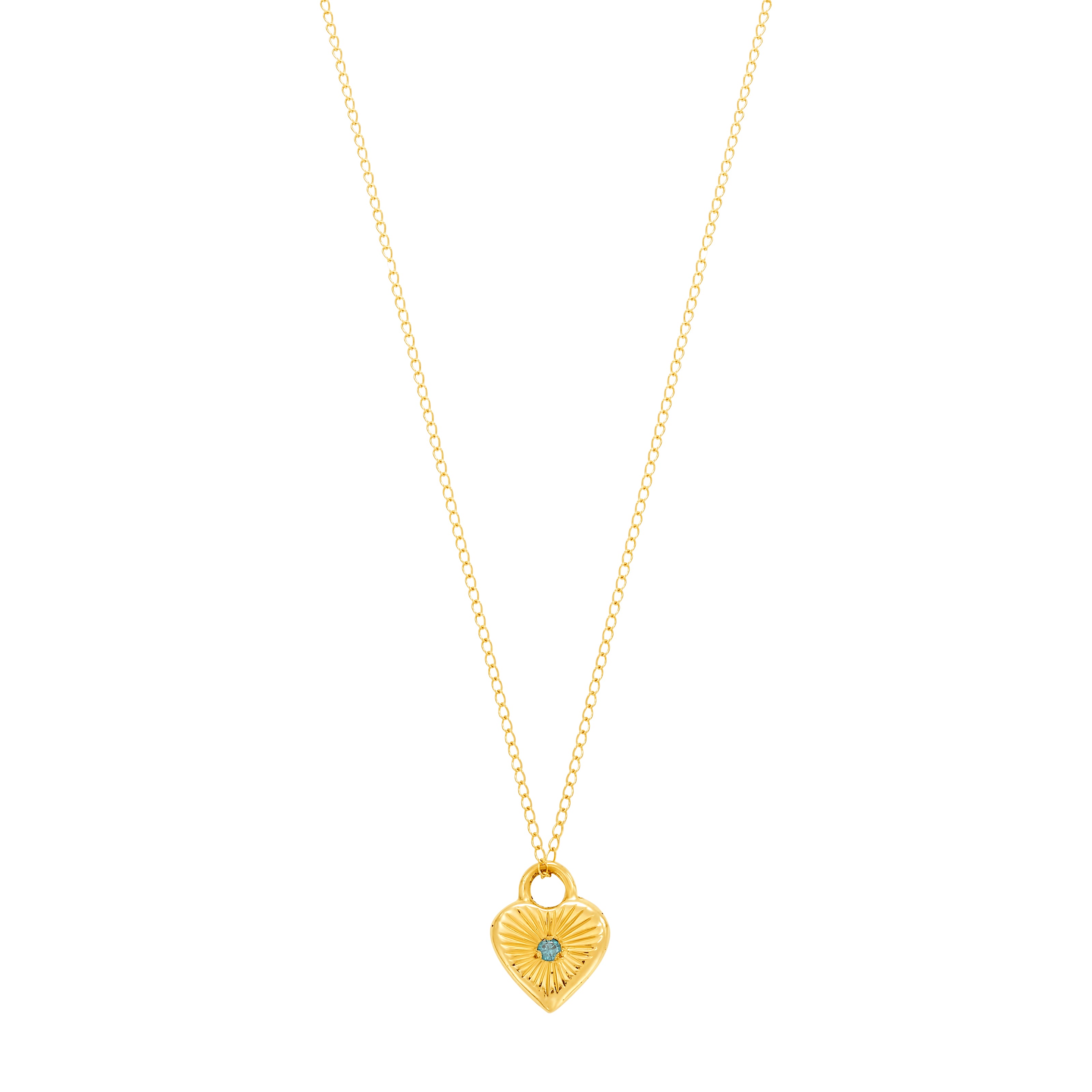 18K Gold Blue Diamond Mini Heart Medallion Necklace