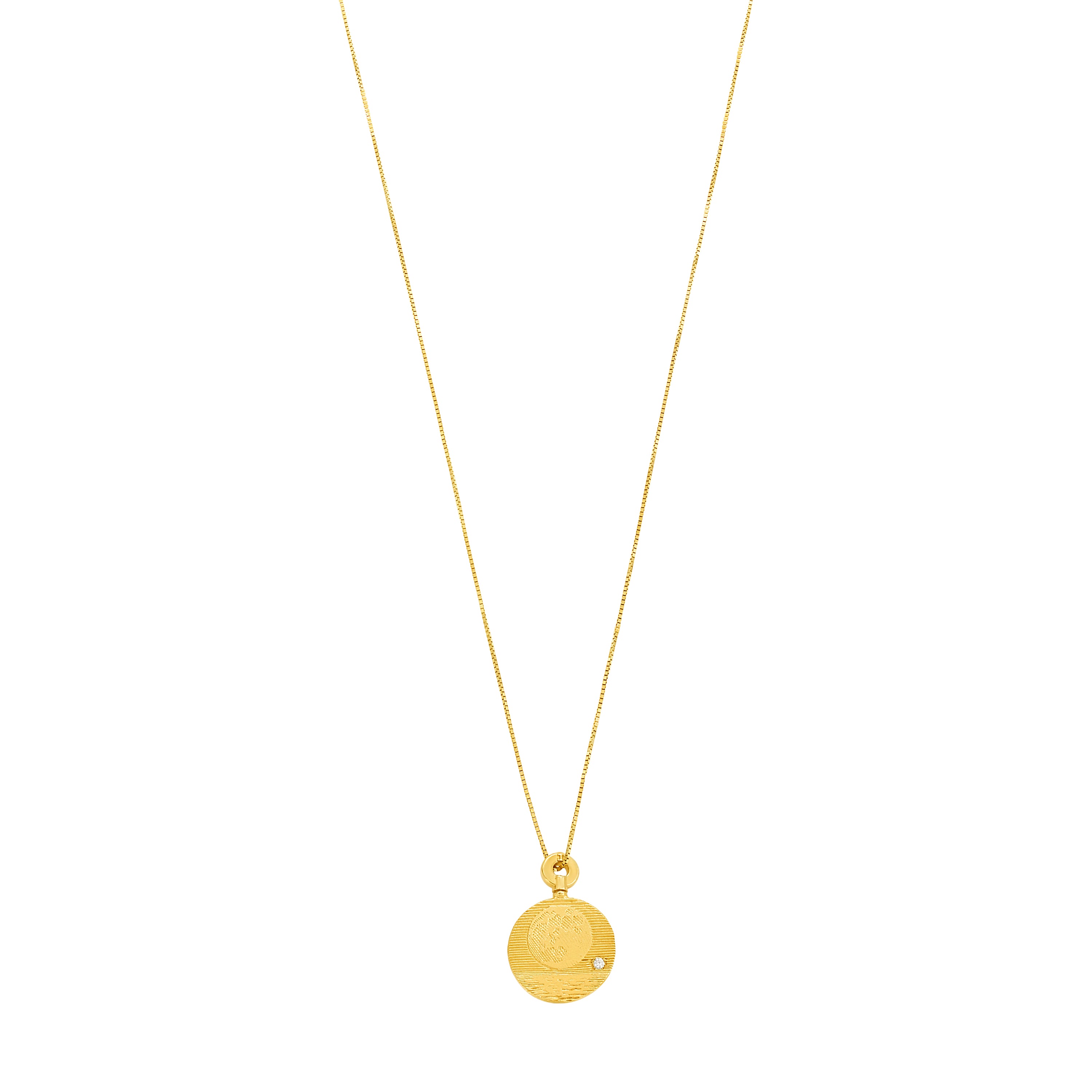 18K Moon Over the Ocean Medallion Necklace